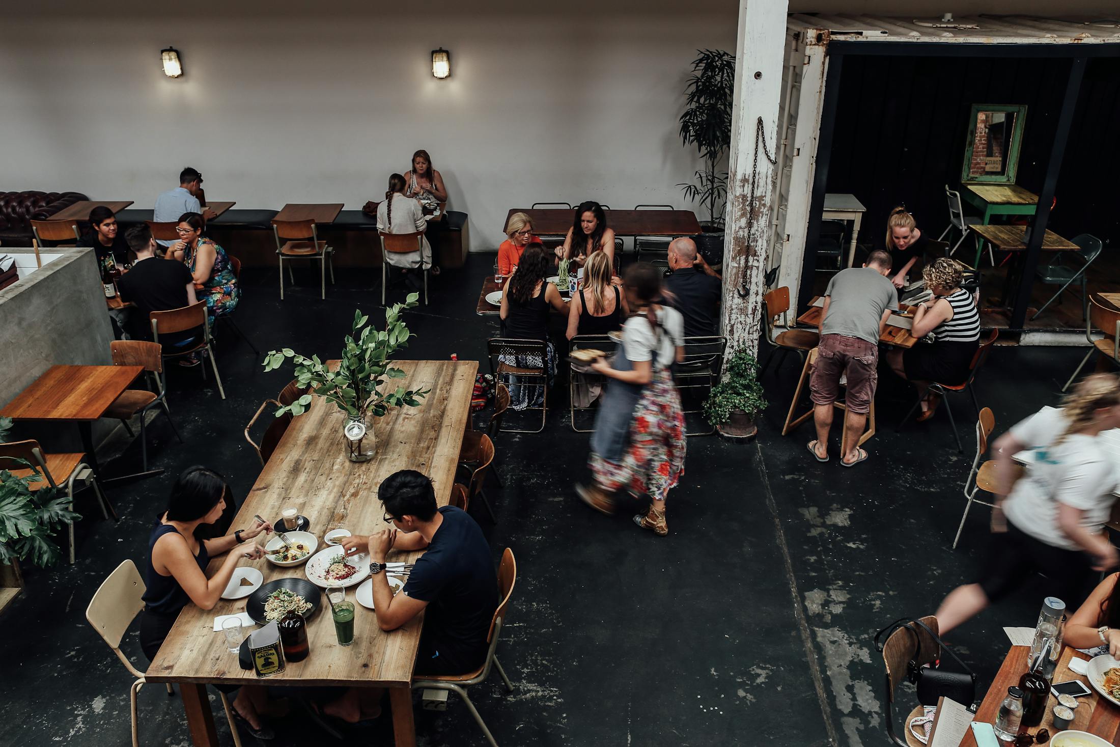 Busy restaurant dining room